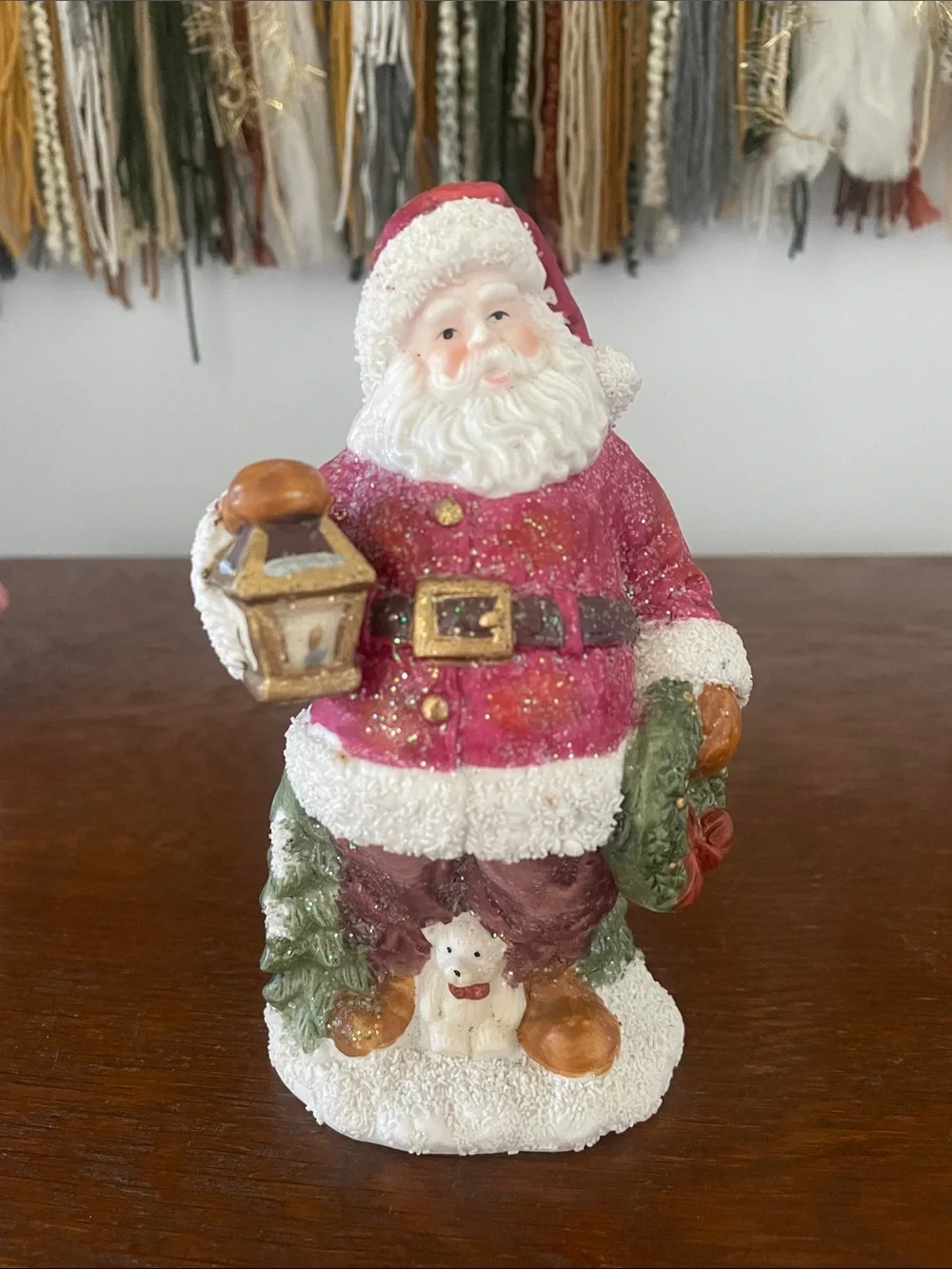 Holiday Santa Figurine in red  Coat - Festive Home Holiday Decor